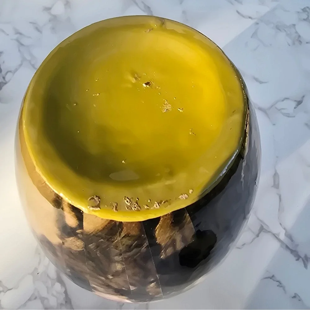 Vintage Peony  Large Floral Ceramic Ginger Jar Yellow Pink Vase Lid